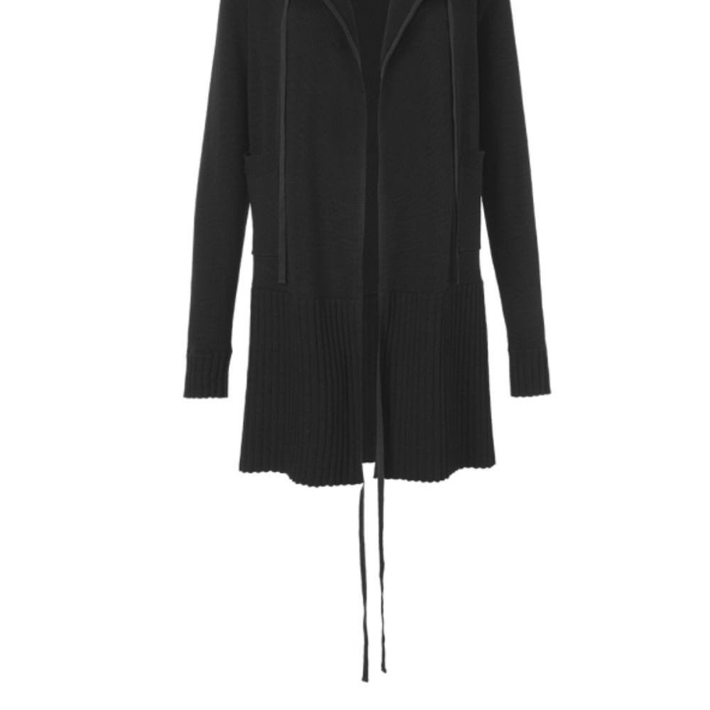 CAbi Black Open Front ATC Offhand Cardigan Sweater